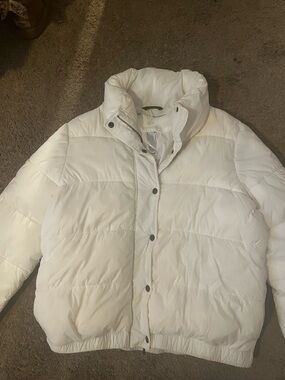DKNY White Quilted Puffer Jacket